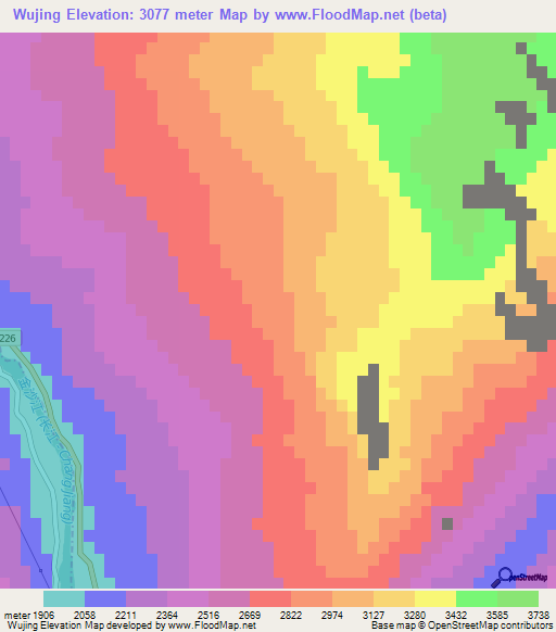 Wujing,China Elevation Map