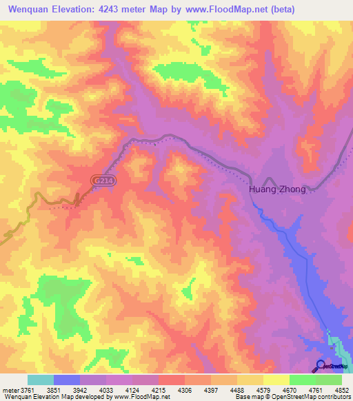 Wenquan,China Elevation Map