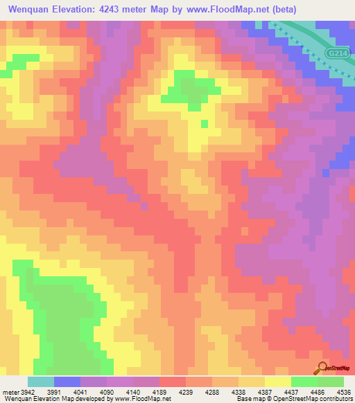 Wenquan,China Elevation Map