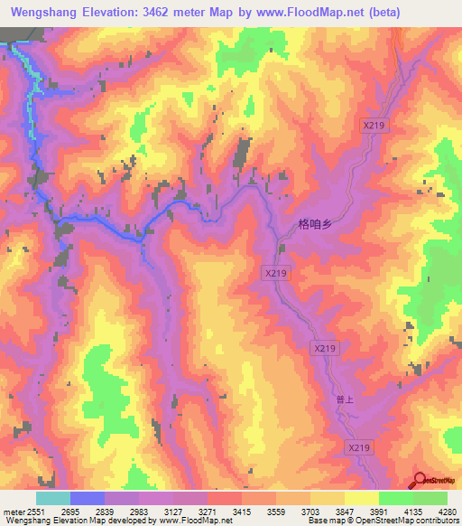 Wengshang,China Elevation Map