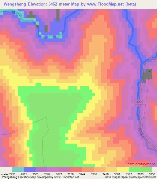 Wengshang,China Elevation Map