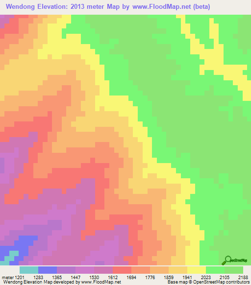 Wendong,China Elevation Map