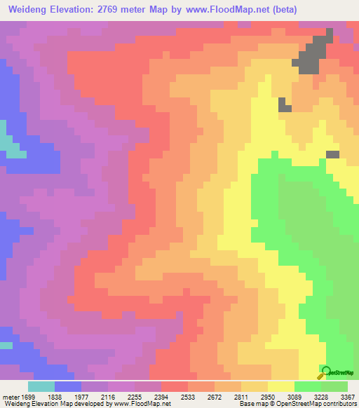 Weideng,China Elevation Map