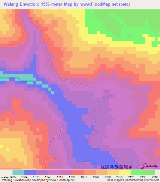 Wafang,China Elevation Map