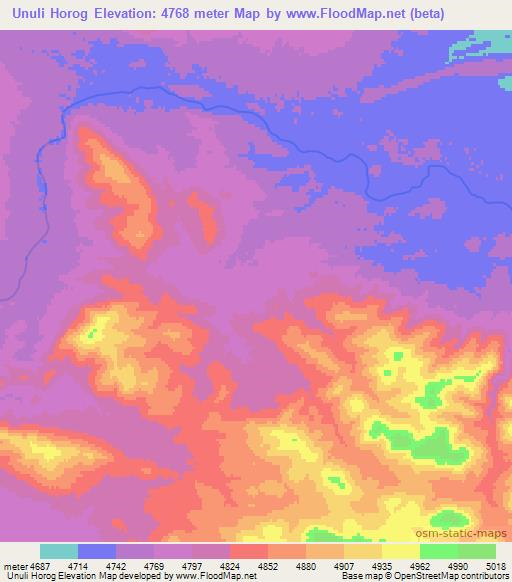 Unuli Horog,China Elevation Map