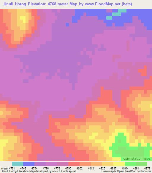 Unuli Horog,China Elevation Map