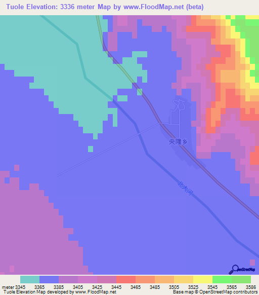 Tuole,China Elevation Map