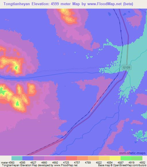 Tongtianheyan,China Elevation Map