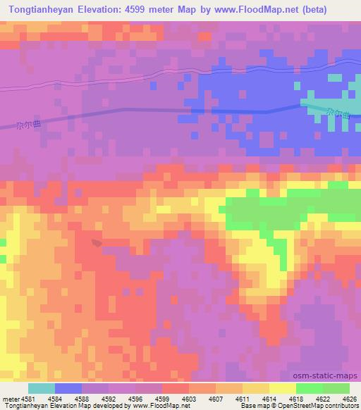 Tongtianheyan,China Elevation Map