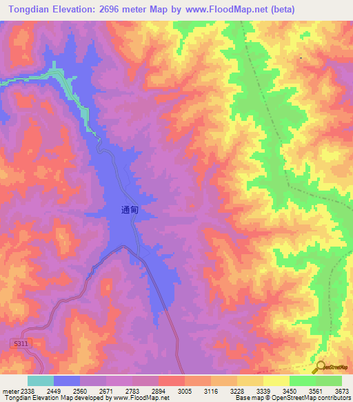 Tongdian,China Elevation Map