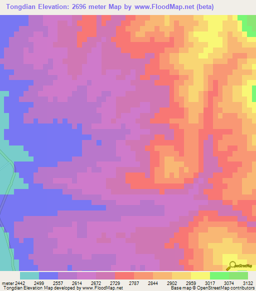 Tongdian,China Elevation Map