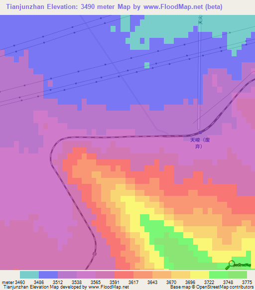 Tianjunzhan,China Elevation Map