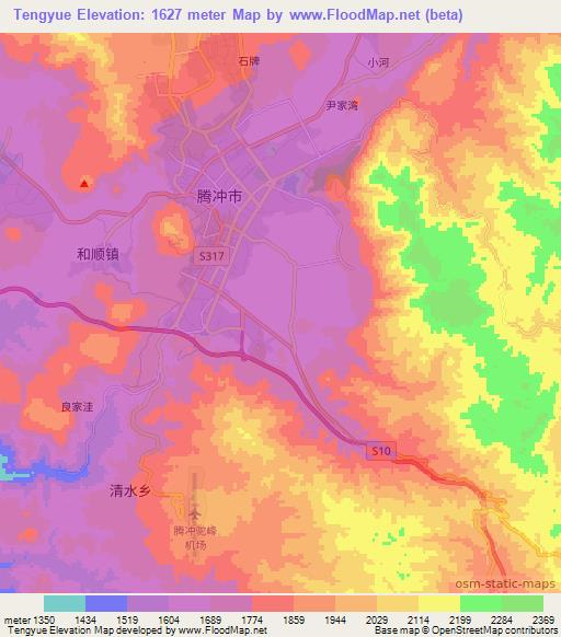 Tengyue,China Elevation Map