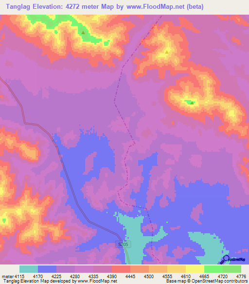 Tanglag,China Elevation Map