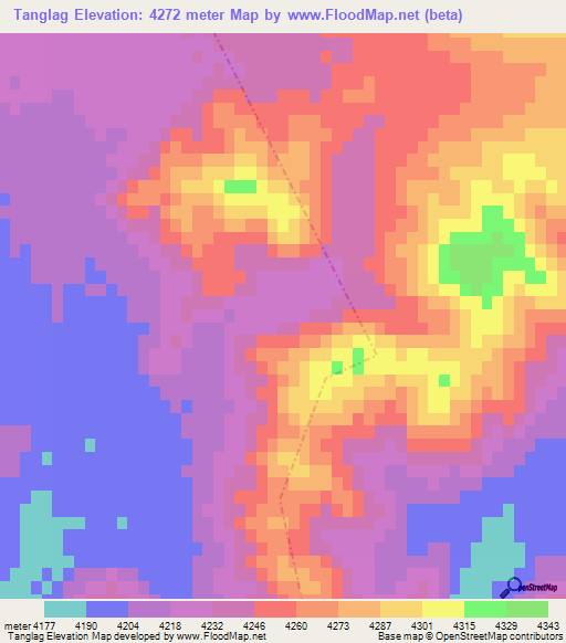 Tanglag,China Elevation Map