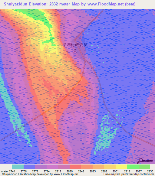 Shuiyazidun,China Elevation Map