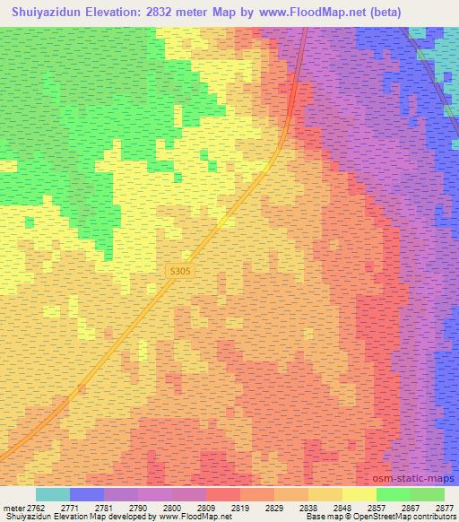 Shuiyazidun,China Elevation Map