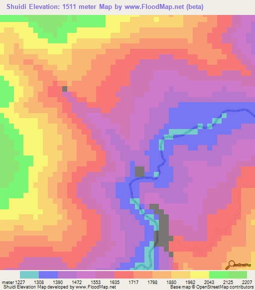 Shuidi,China Elevation Map