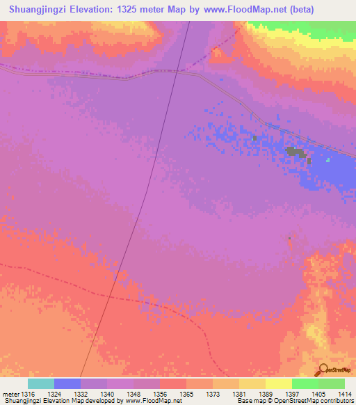 Shuangjingzi,China Elevation Map