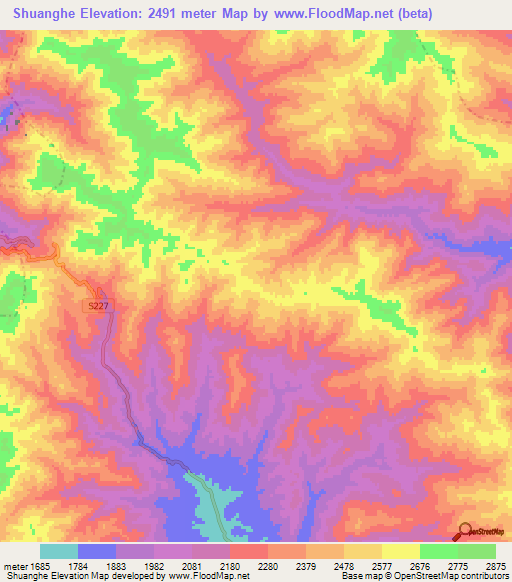 Shuanghe,China Elevation Map