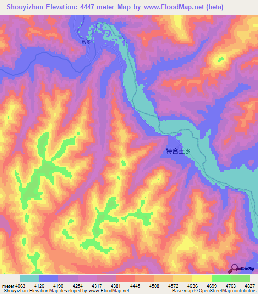 Shouyizhan,China Elevation Map