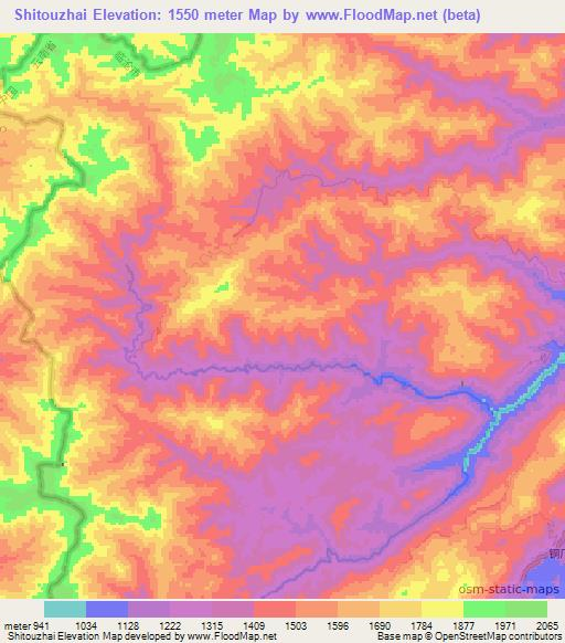 Shitouzhai,China Elevation Map