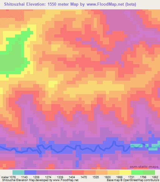 Shitouzhai,China Elevation Map