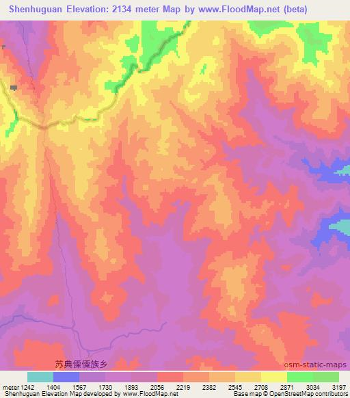 Shenhuguan,China Elevation Map