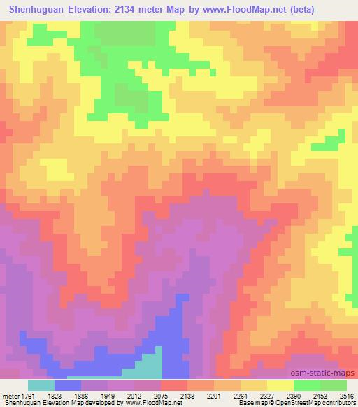 Shenhuguan,China Elevation Map