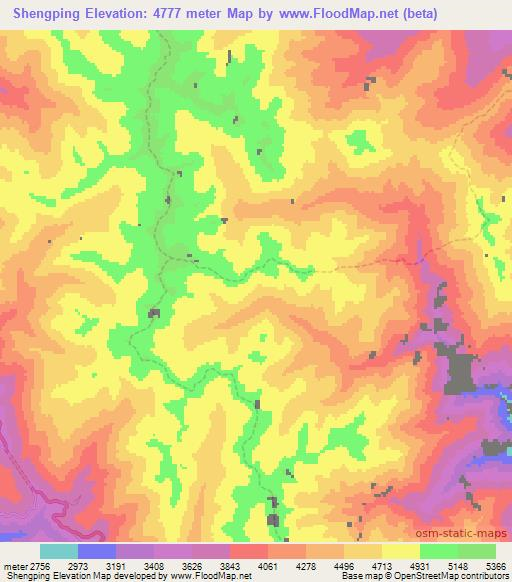 Shengping,China Elevation Map