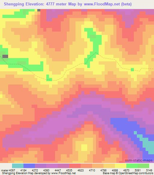 Shengping,China Elevation Map