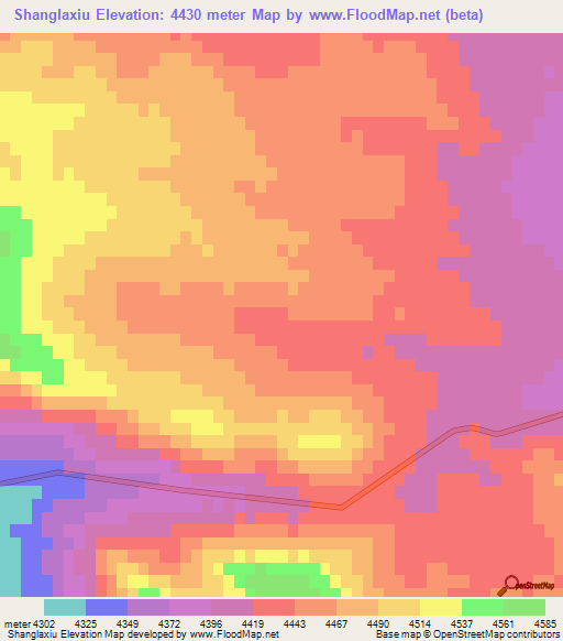 Shanglaxiu,China Elevation Map