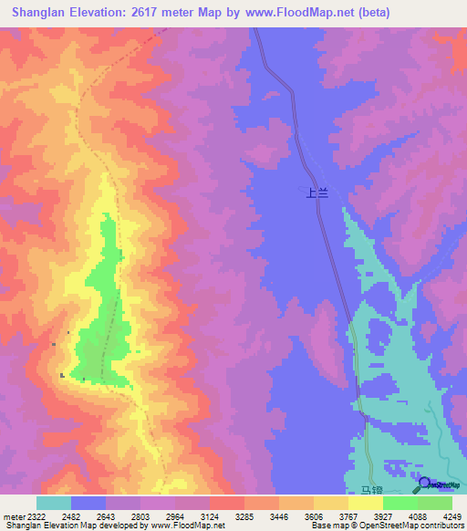 Shanglan,China Elevation Map