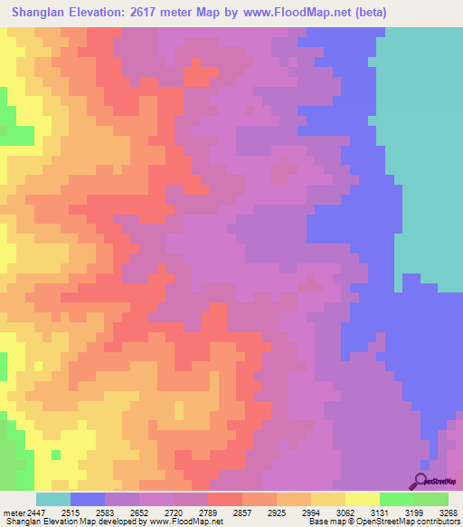 Shanglan,China Elevation Map