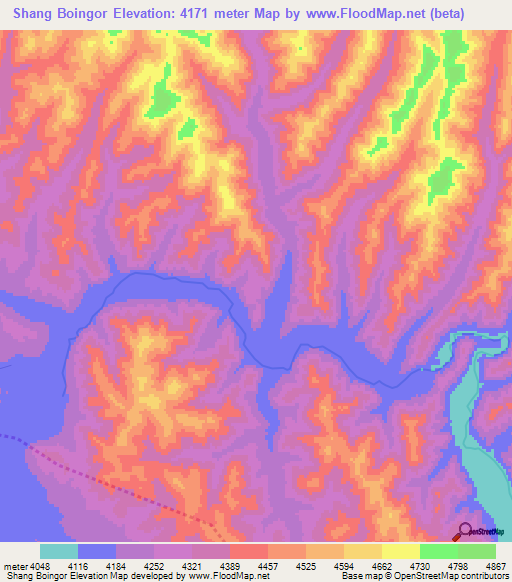 Shang Boingor,China Elevation Map