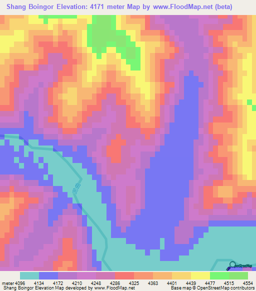 Shang Boingor,China Elevation Map