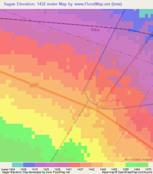 Sagan,China Elevation Map