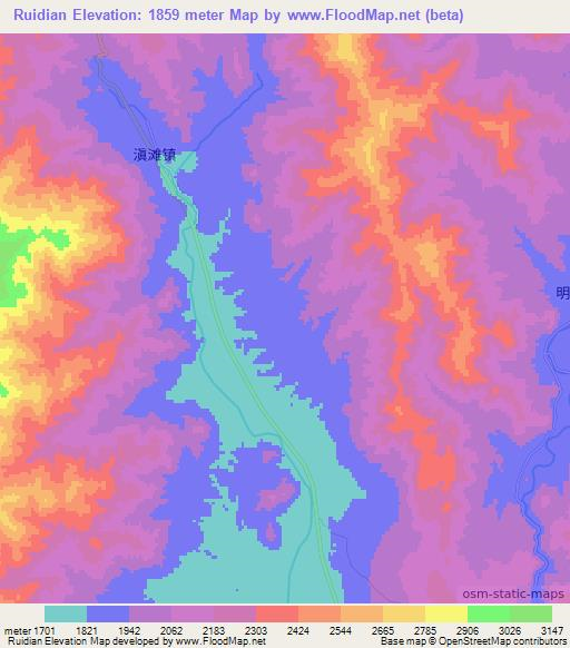 Ruidian,China Elevation Map