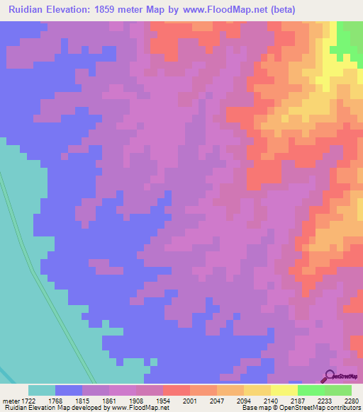 Ruidian,China Elevation Map