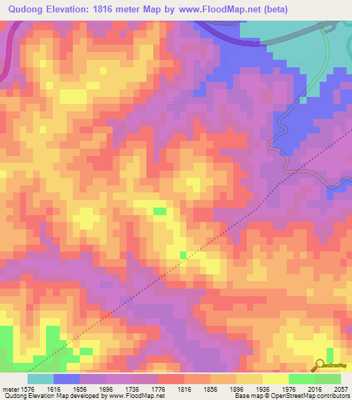 Qudong,China Elevation Map