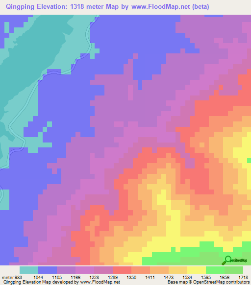 Qingping,China Elevation Map