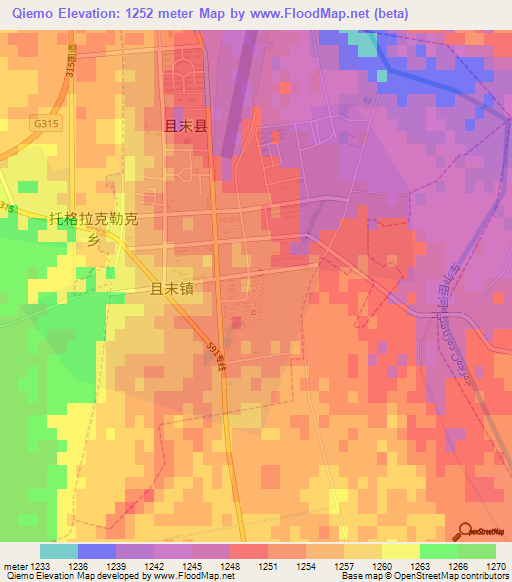 Qiemo,China Elevation Map