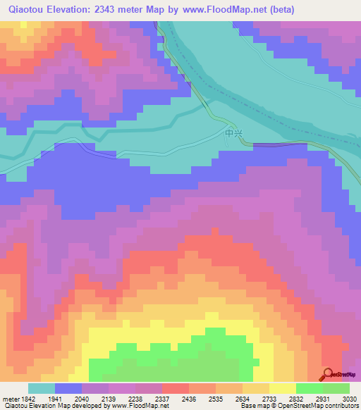 Qiaotou,China Elevation Map