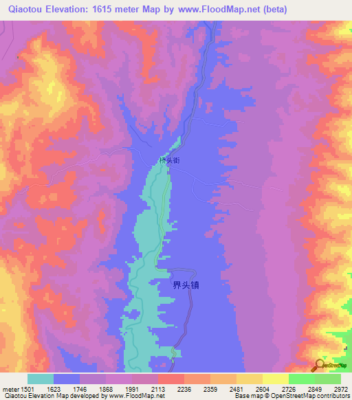 Qiaotou,China Elevation Map