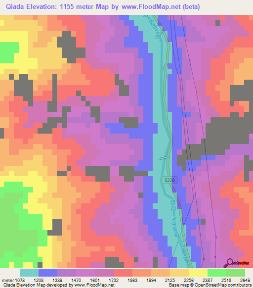 Qiada,China Elevation Map