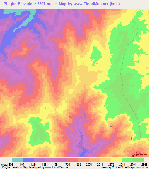Pinghe,China Elevation Map
