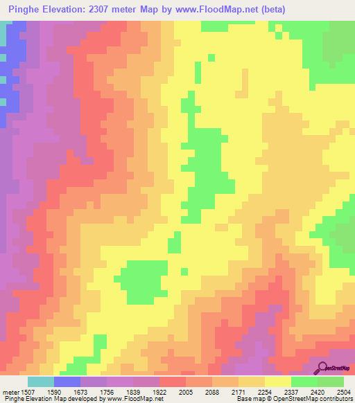 Pinghe,China Elevation Map