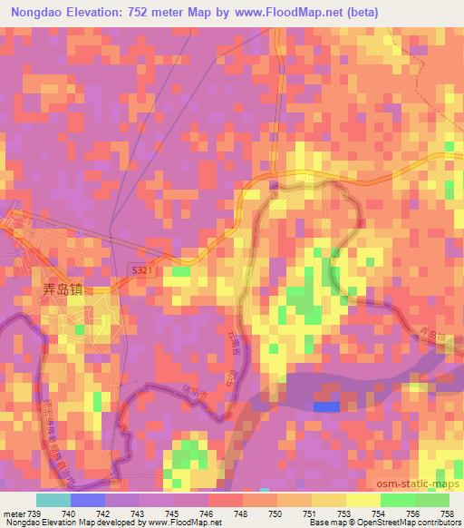 Nongdao,China Elevation Map