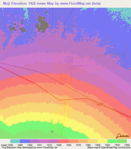 Muji,China Elevation Map