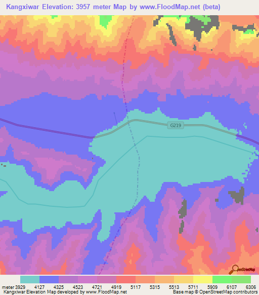 Kangxiwar,China Elevation Map